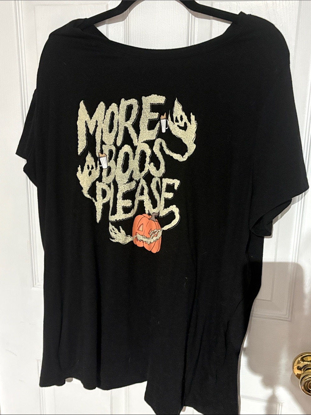torrid Black Graphic Tee with Cream Ghost Text & Orange Pumpkin